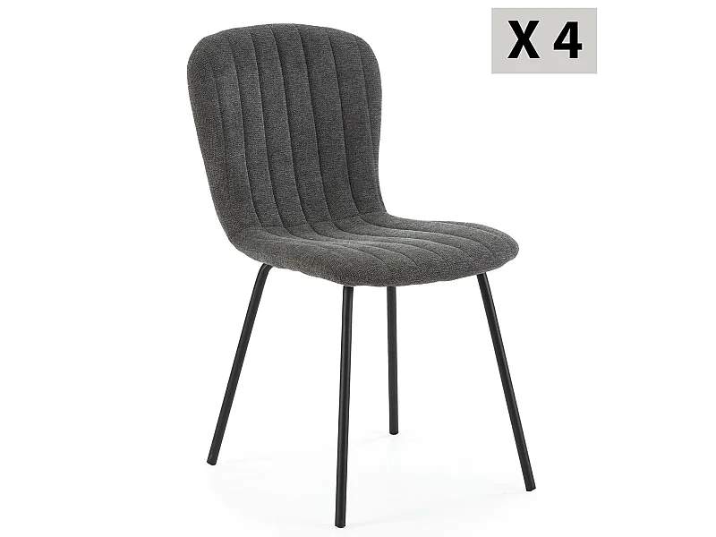 Pack 4 sedie Lucky rivestite in tessuto grigio scuro