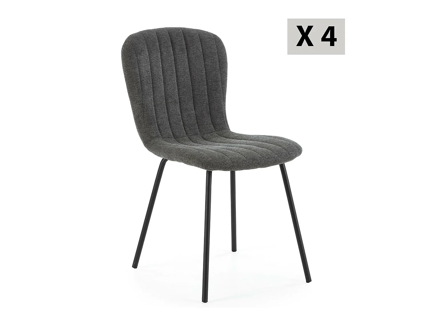 Pack 4 chaises Lucky recouvertes de tissu gris foncé