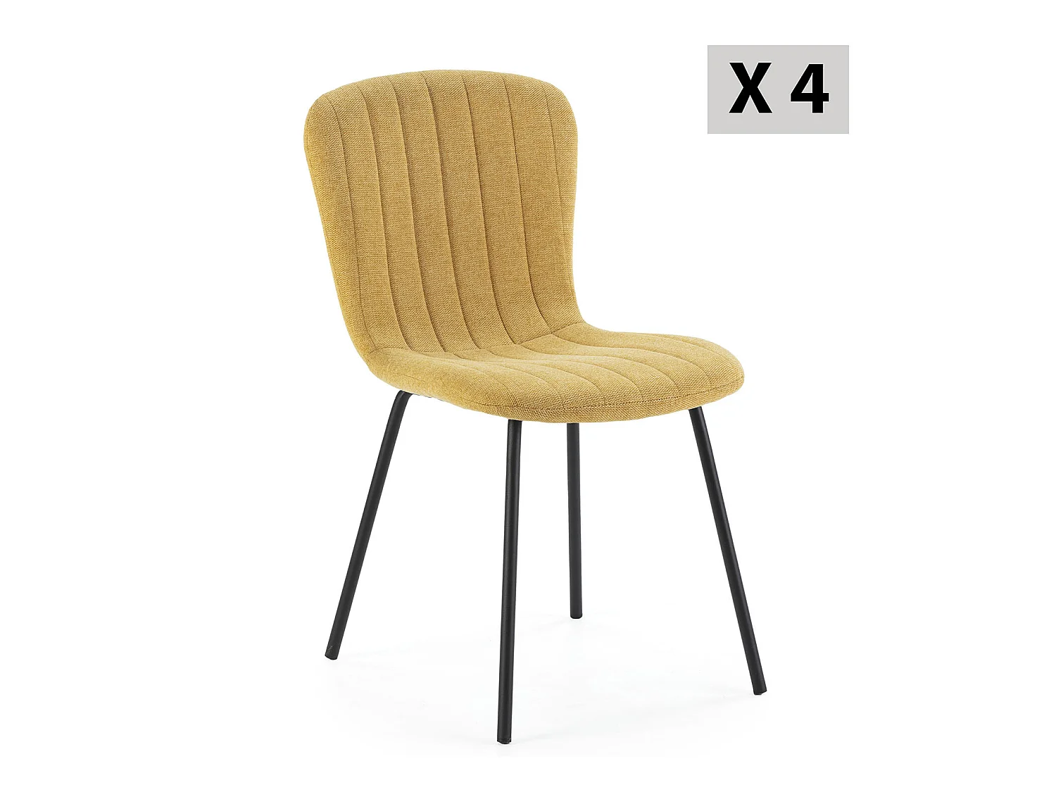 Pack 4 chaises Lucky recouvertes de tissu moutarde