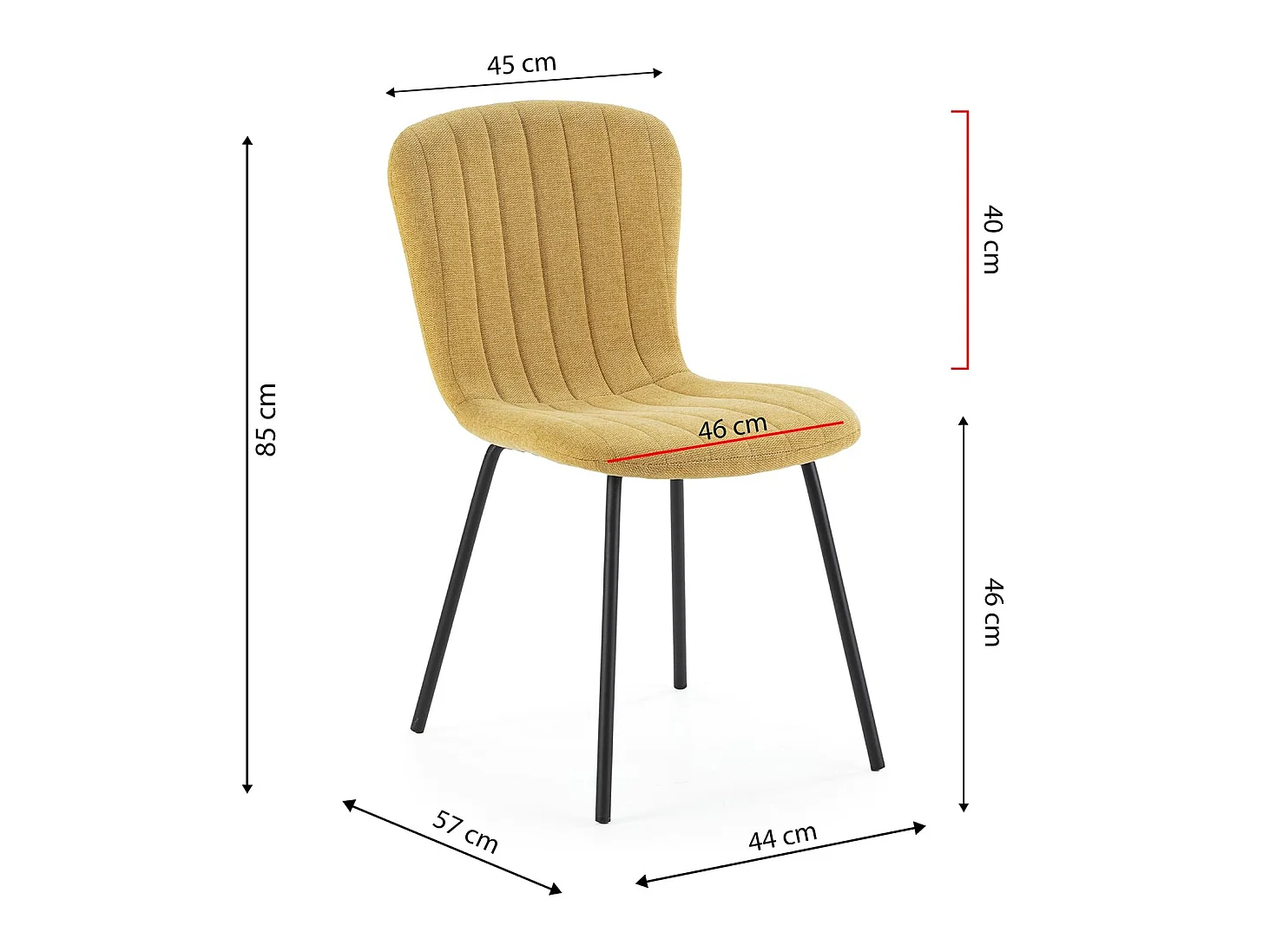 Pack 4 chaises Lucky recouvertes de tissu moutarde