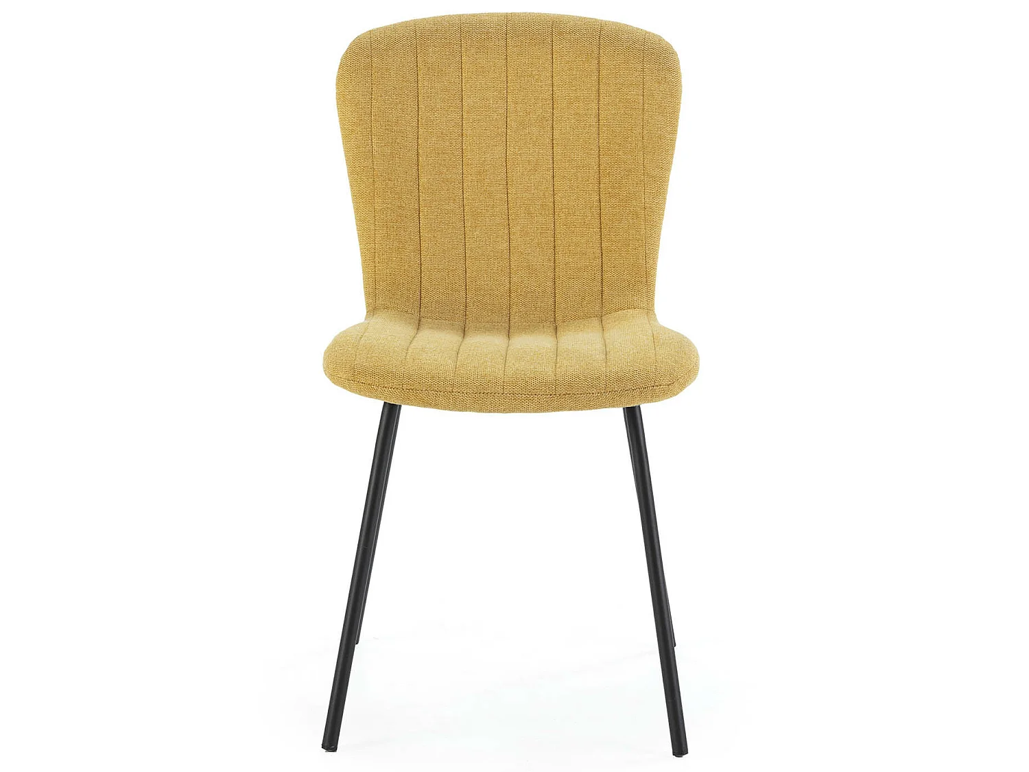 Set van 4 stoelen Lucky gestoffeerd in mosterdgele stof.