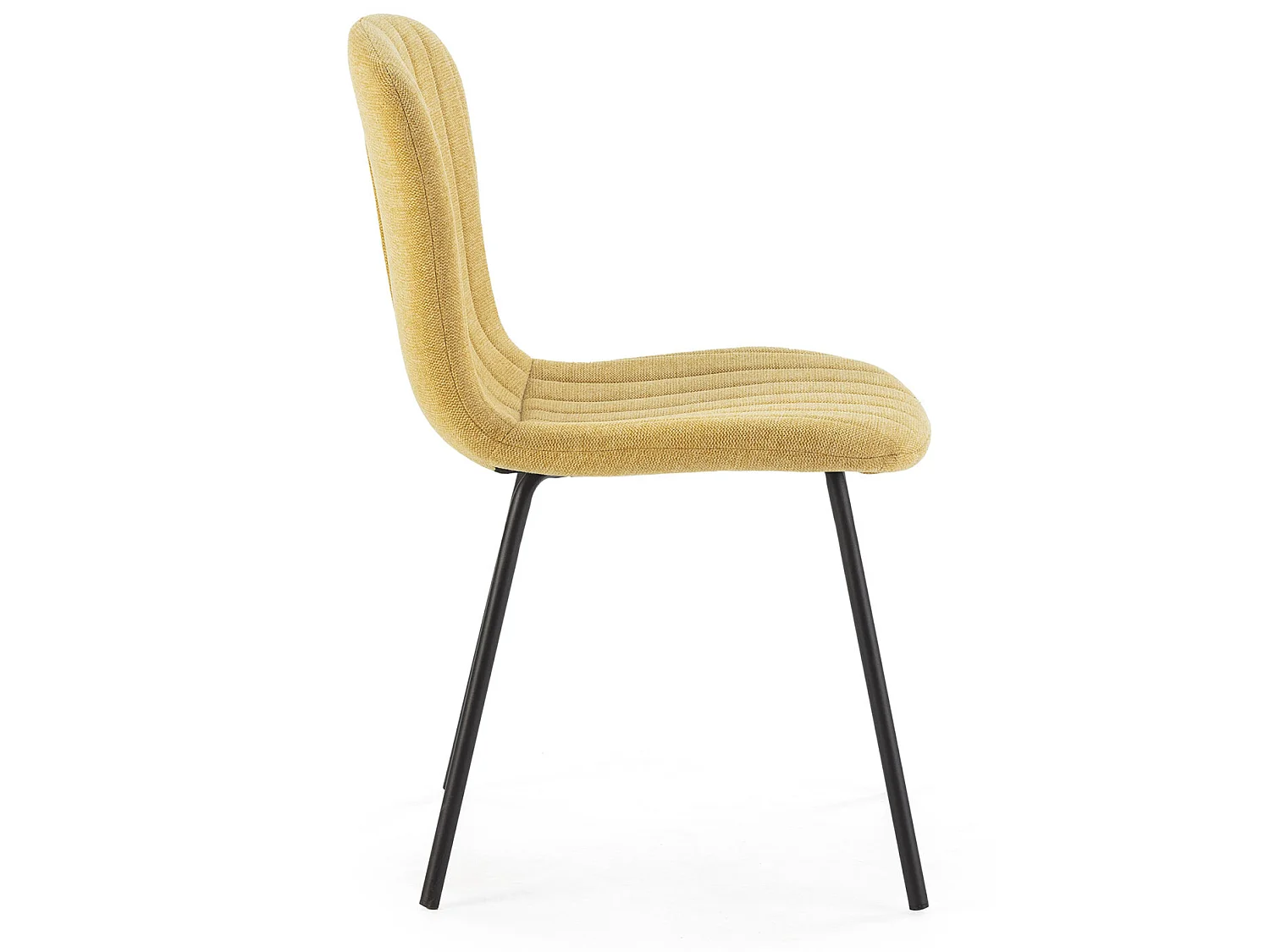 Set van 4 stoelen Lucky gestoffeerd in mosterdgele stof.