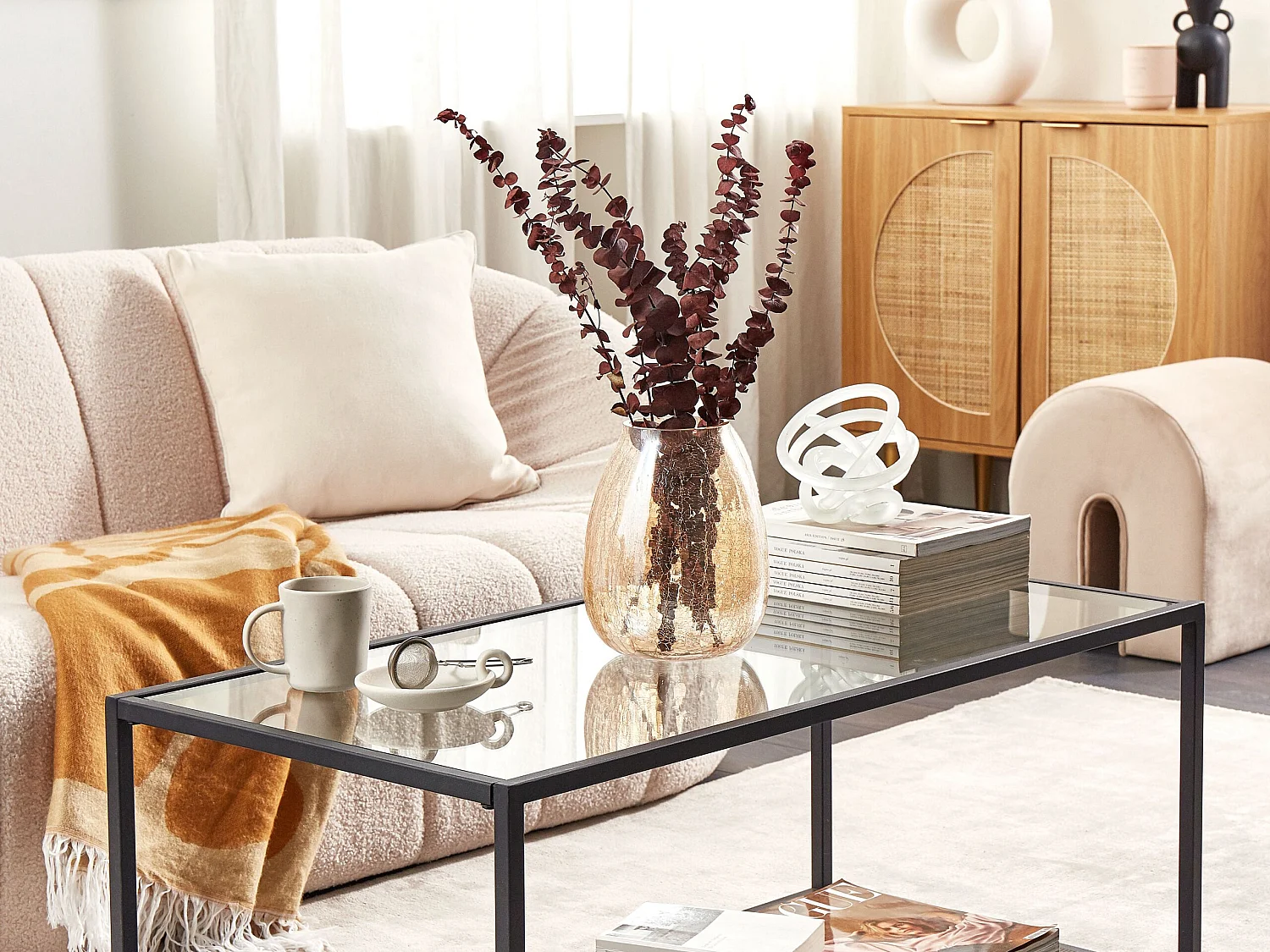 Jarro de flores LIKOPORIA Vidro 22 cm Creme claro