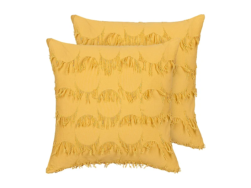 Conjunto de 2 almofadas decorativas AGASTACHE 45 x 45 cm Amarelo Padrão geométrico