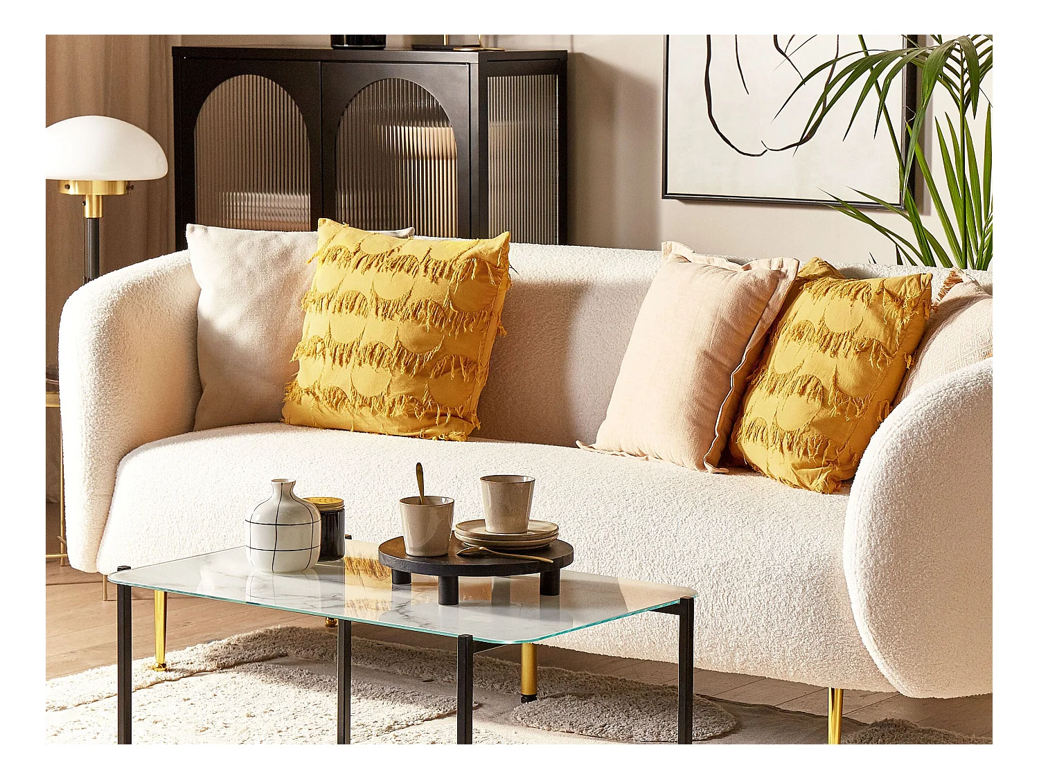 Lot de 2 coussins décoratifs AGASTACHE 45 x 45 cm Jaune Motif géométrique