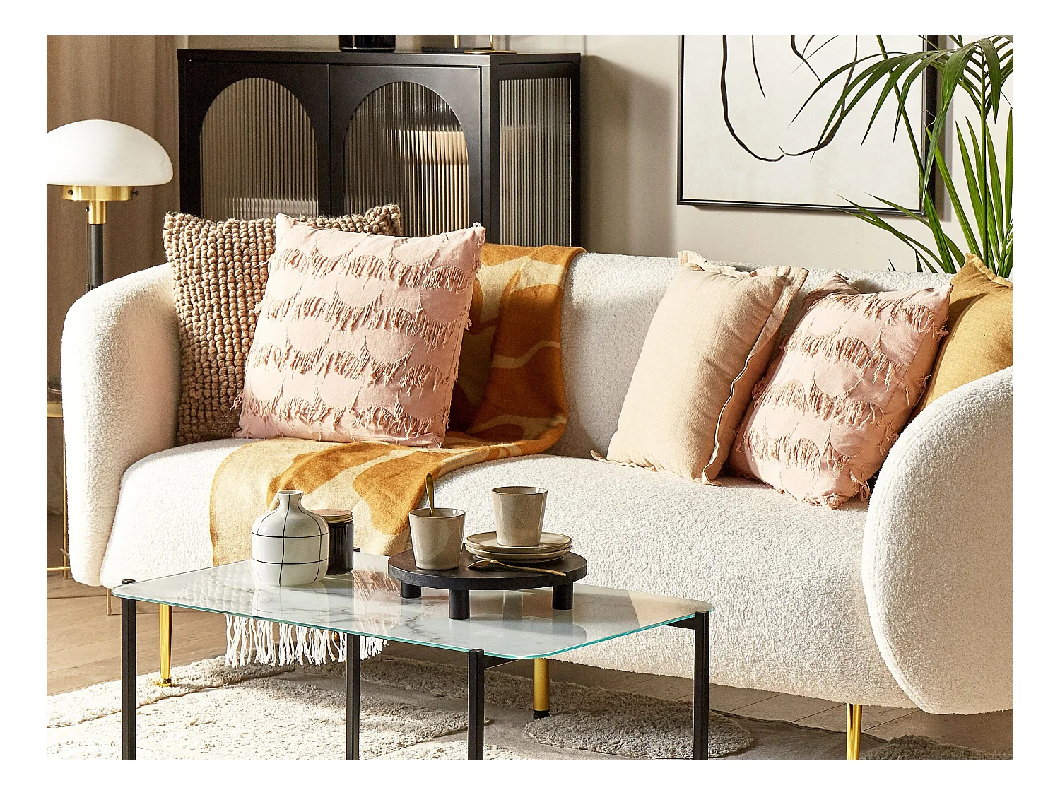 Zestaw 2 poduszek dekoracyjnych AGASTACHE 45 x 45 cm Różowy Wzór geometryczny