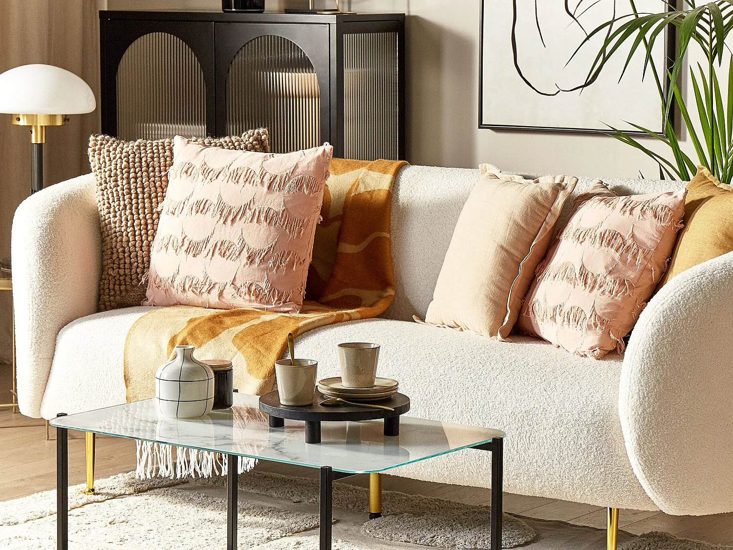 Lot de 2 coussins décoratifs AGASTACHE 45 x 45 cm Rose Motif géométrique