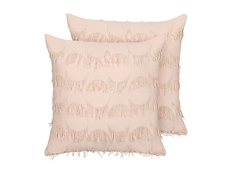 Lot de 2 coussins décoratifs AGASTACHE 45 x 45 cm Rose Motif géométrique