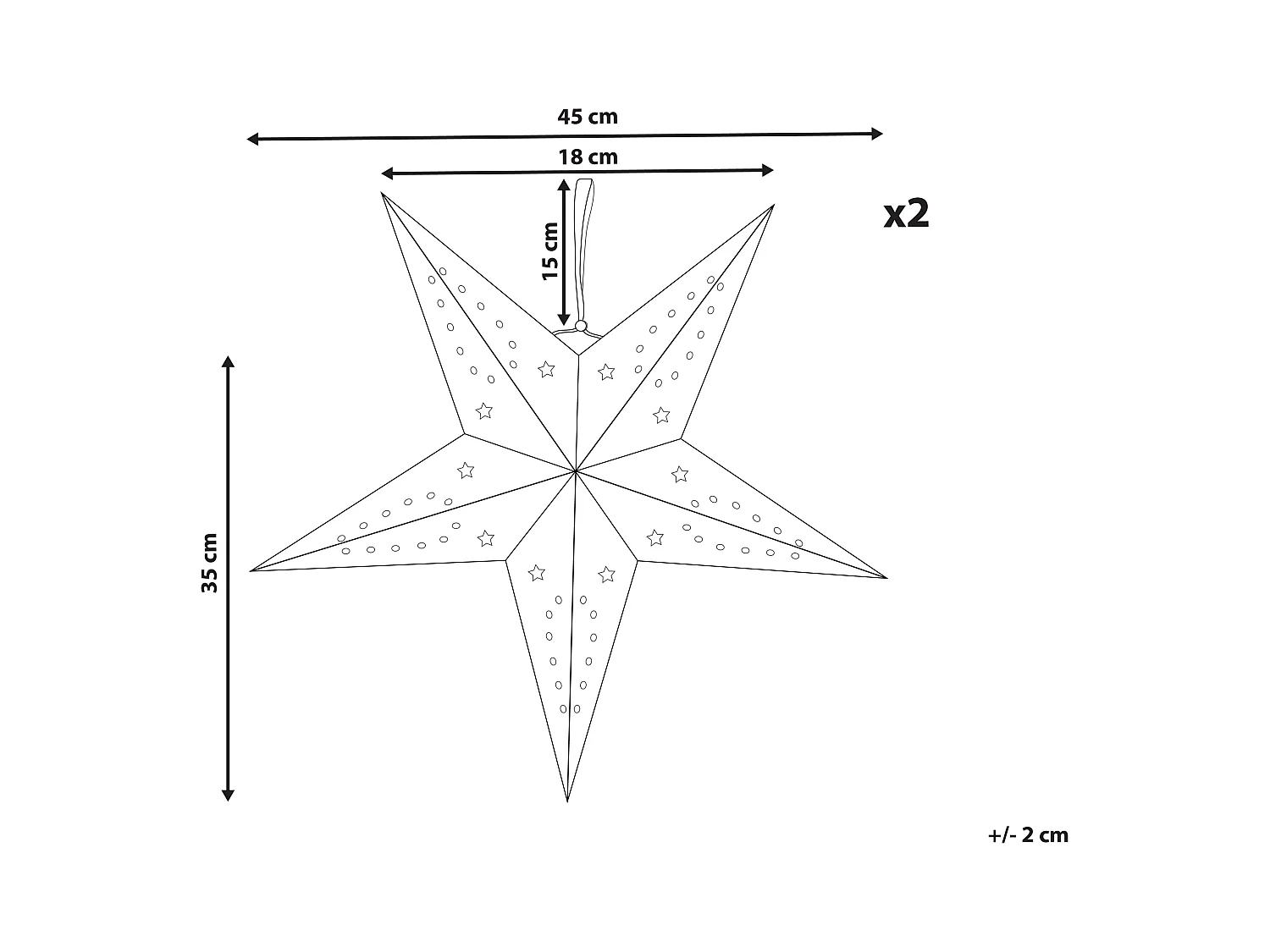 Conjunto de 2 decoraciones colgantes Estrella MOTTI Papel 45 cm Verde esmeralda