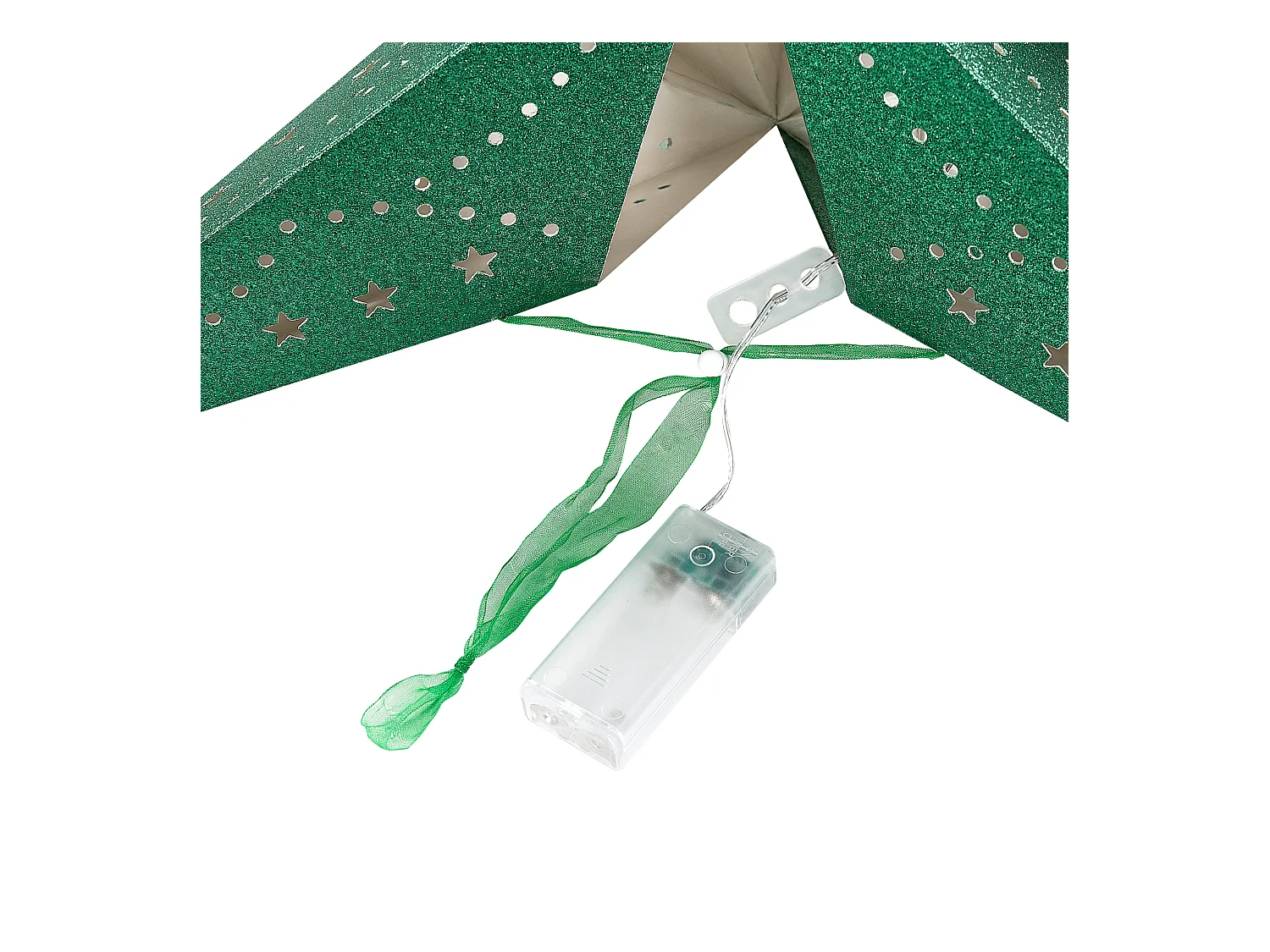 Conjunto de 2 decoraciones colgantes Estrella MOTTI Papel 45 cm Verde esmeralda