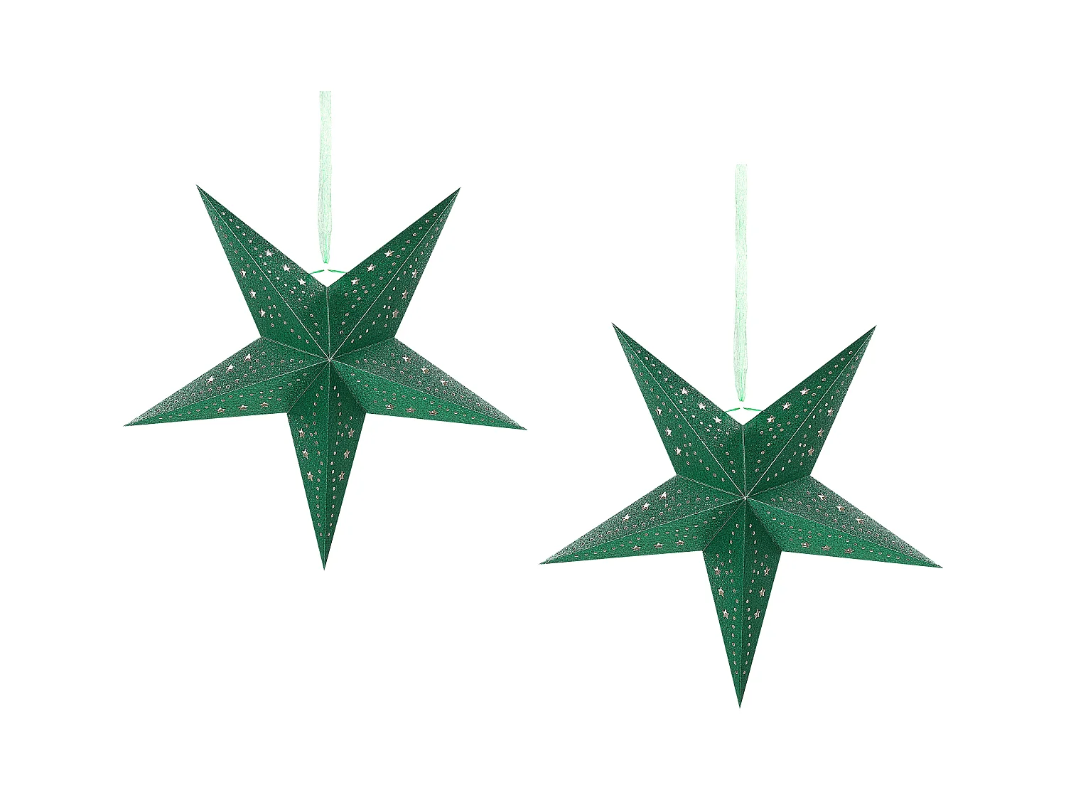 Set di 2 decorazioni da appendere stella MOTTI Carta 45 cm Verde smeraldo