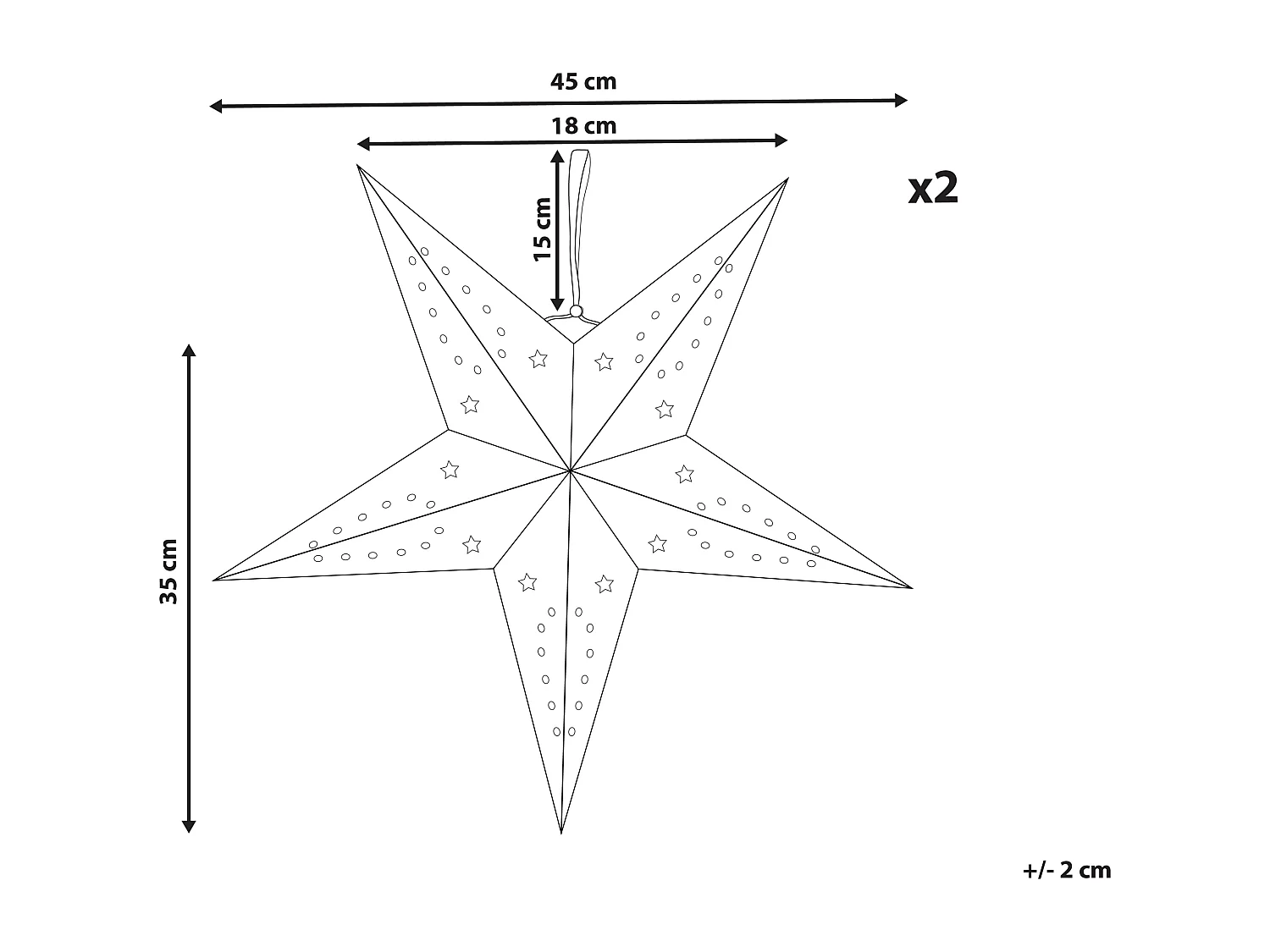 Zestaw 2 dekoracji ściennych Gwiazda MOTTI Papier 45 cm Szmaragdowy