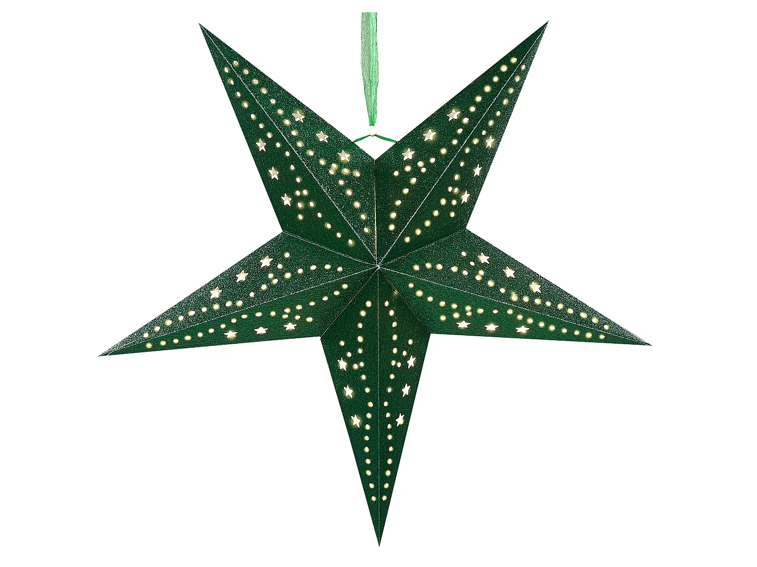 Set di 2 decorazioni da appendere stella MOTTI Carta 45 cm Verde smeraldo