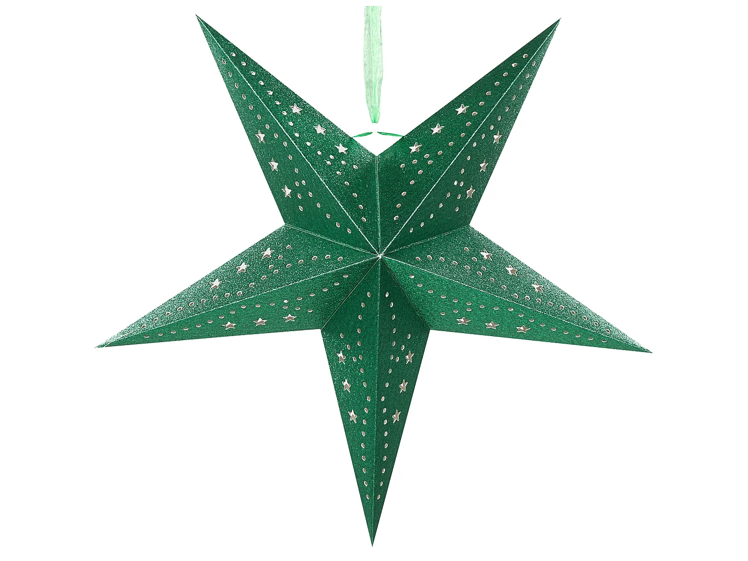 Set di 2 decorazioni da appendere stella MOTTI Carta 45 cm Verde smeraldo