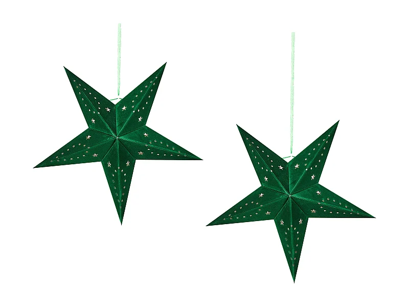 Set di 2 decorazioni da appendere stella MOTTI Carta 45 cm Verde smeraldo
