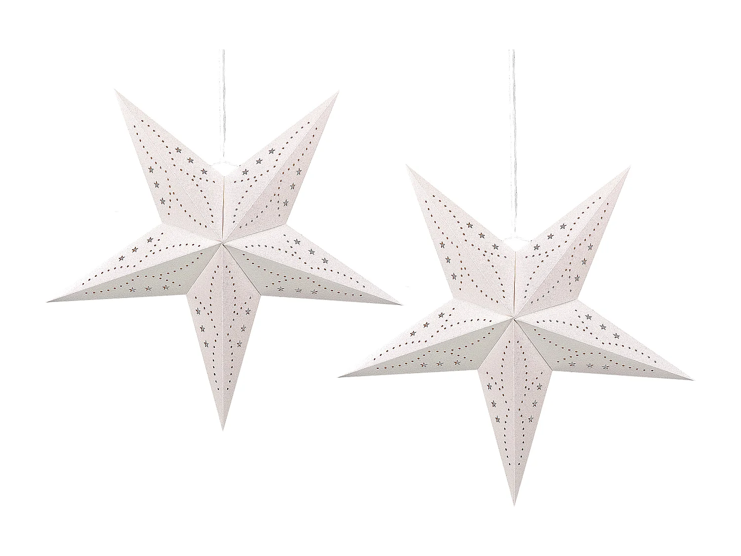 Wanddekoration 2er Set Stern MOTTI Papier 60 cm Weiss