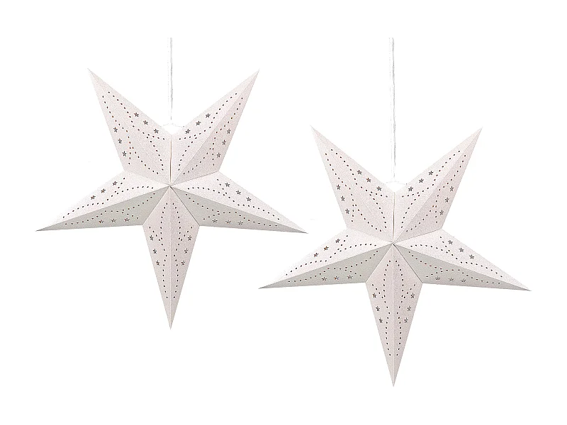 Wanddekoration 2er Set Stern MOTTI Papier 60 cm Weiss