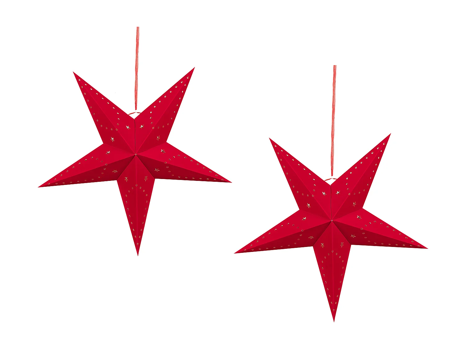 Lot de 2 décorations suspendues Étoile MOTTI Papier 45 cm Rouge