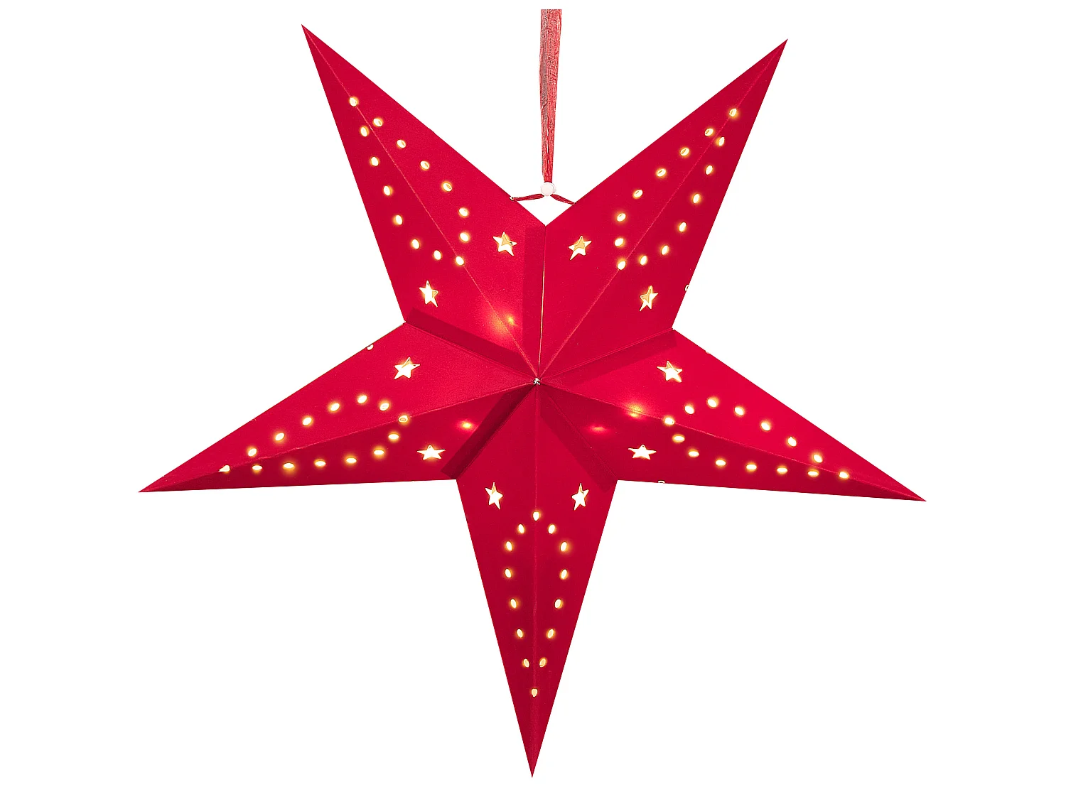 Lot de 2 décorations suspendues Étoile MOTTI Papier 45 cm Rouge
