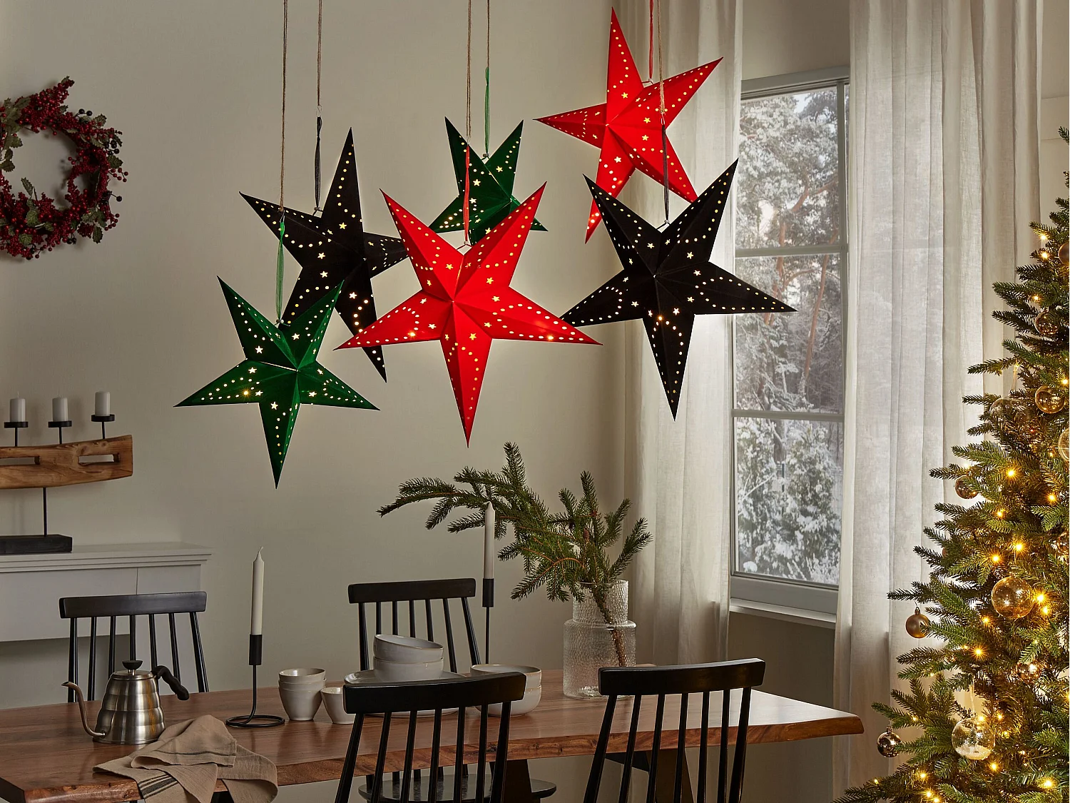 Set van 2 hangende decoraties MOTTI Papier 60 cm Rood