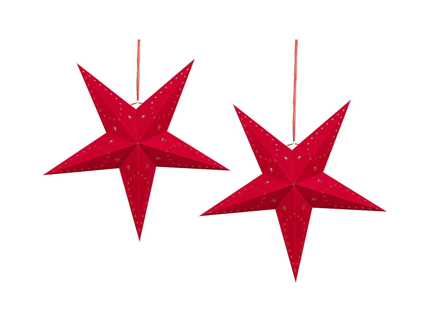 Set di 2 decorazioni da appendere stella MOTTI Carta 60 cm Rosso
