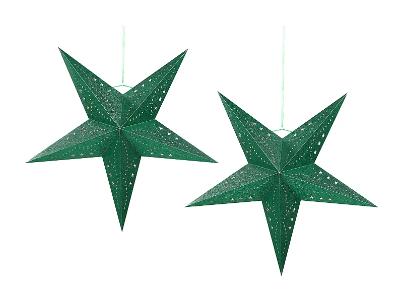 Conjunto de 2 decoraciones colgantes Estrella MOTTI Papel 60 cm Verde esmeralda
