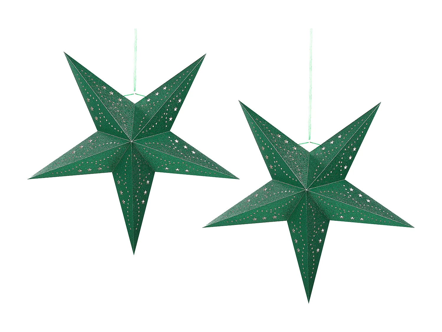 Lot de 2 décorations suspendues LED MOTTI Étoile 60 cm Vert émeraude