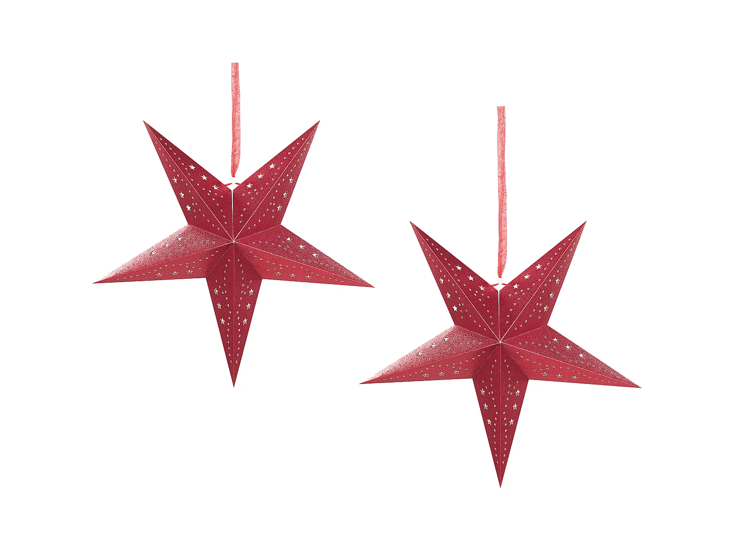 Set di 2 decorazioni da appendere stella MOTTI Carta 45 cm Rosso