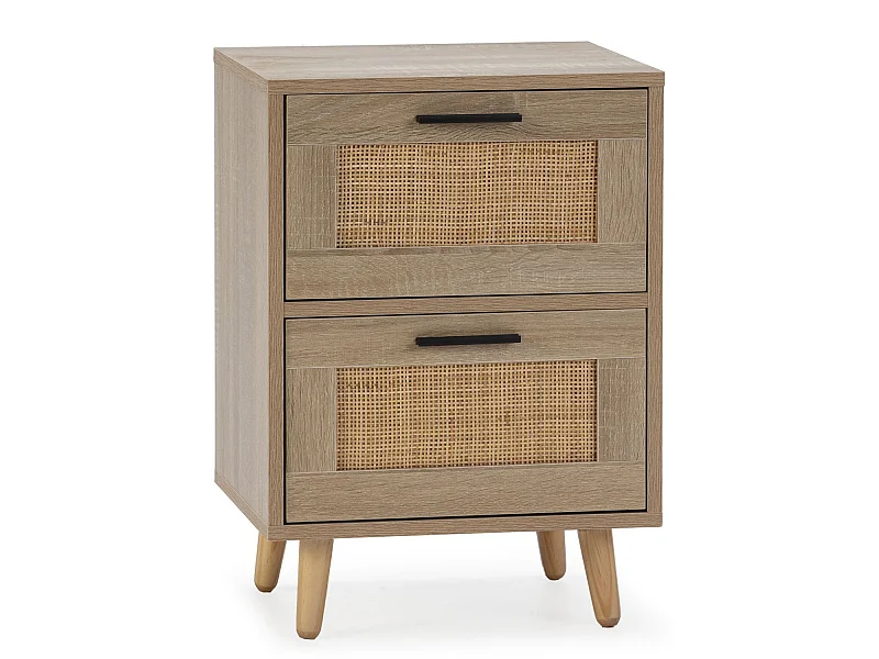 Table de chevet Dalia 2 tiroirs couleur chêne, 40 x 34 x 57 cm