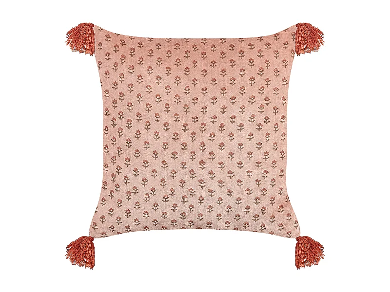 Sierkussen RUMHORA Fluweel 45 x 45 cm Roze Bloempatroon