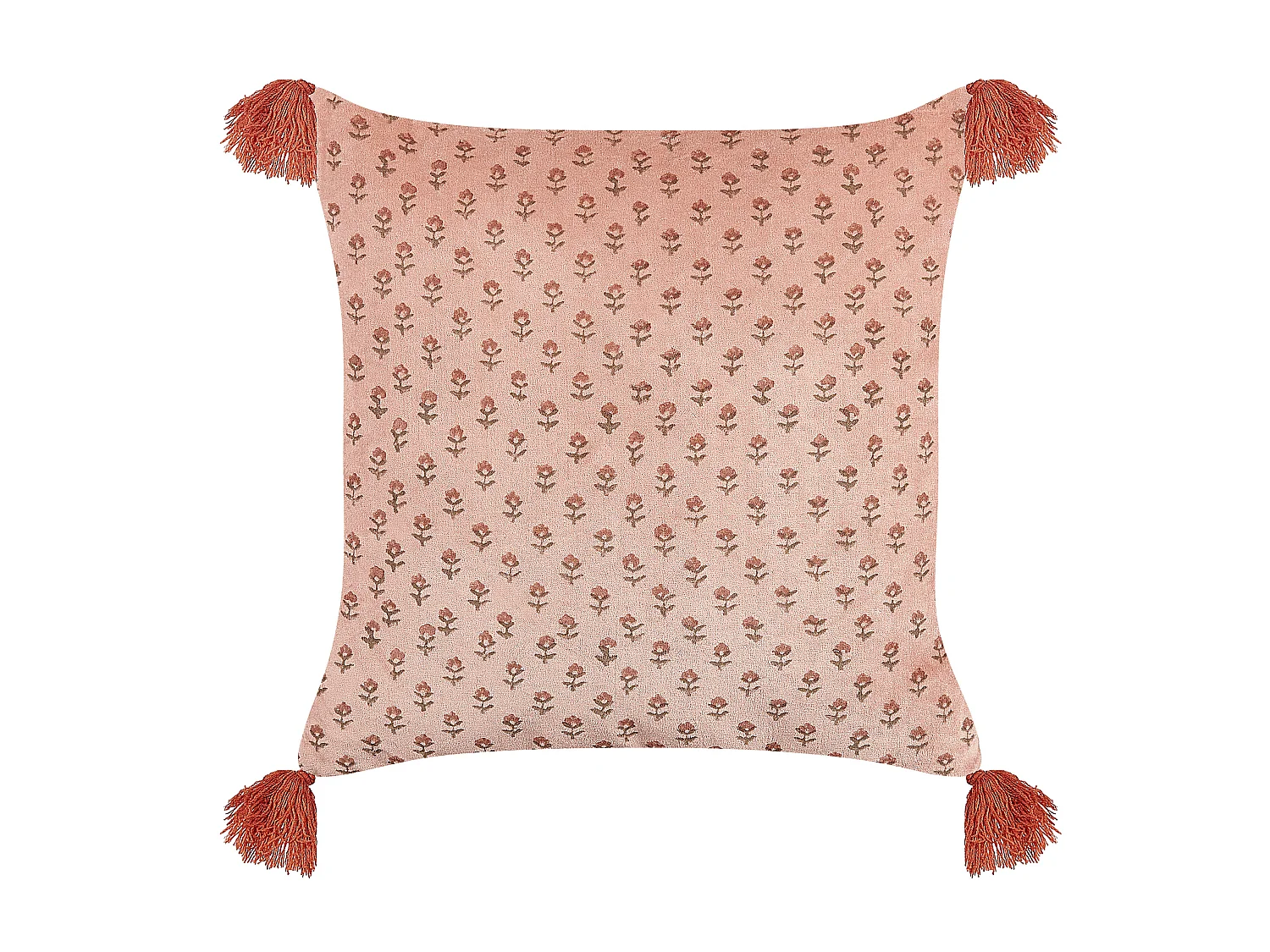 Coussin RUMHORA Velours 45 x 45 cm Rose Motif floral