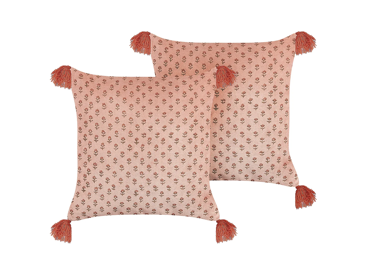 Set di 2 cuscini RUMHORA Velluto 45 x 45 cm Rosa Trama floreale