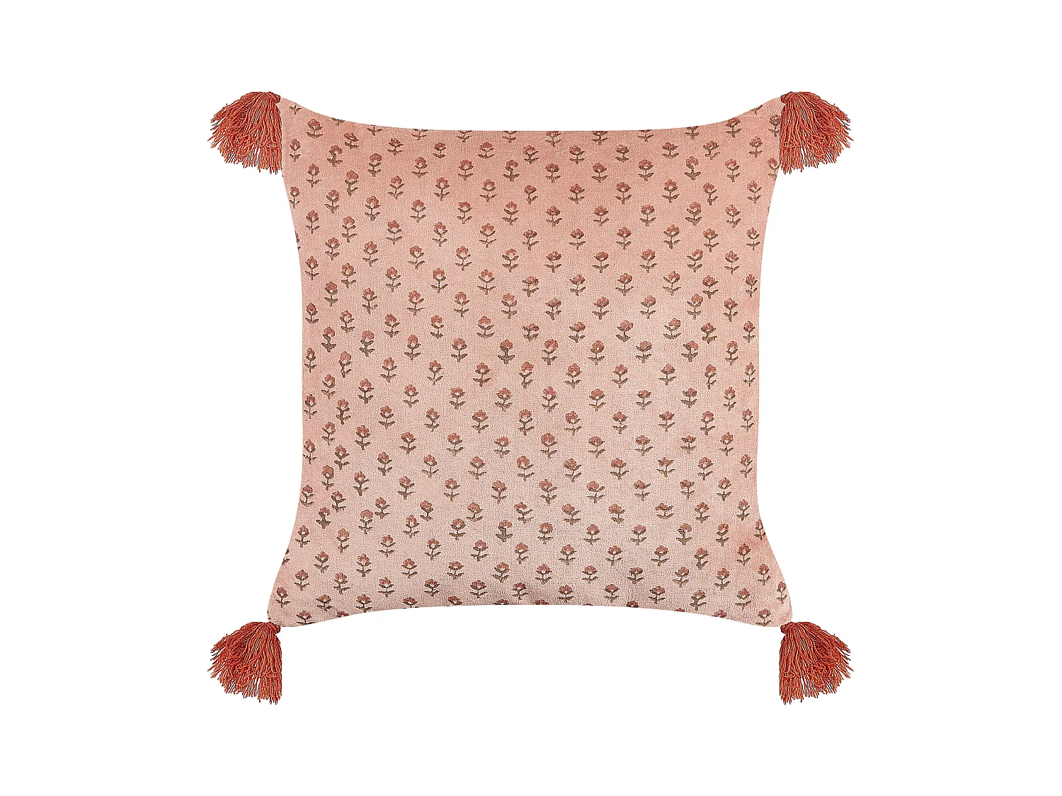 Set di 2 cuscini RUMHORA Velluto 45 x 45 cm Rosa Trama floreale