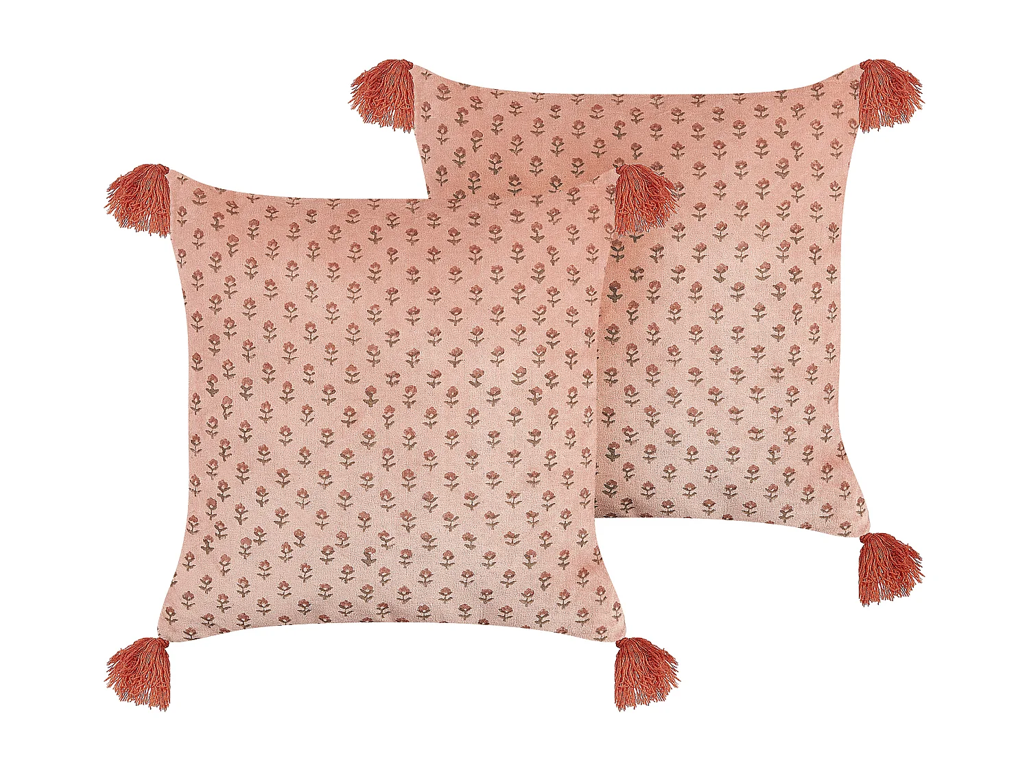 Set di 2 cuscini RUMHORA Velluto 45 x 45 cm Rosa Trama floreale