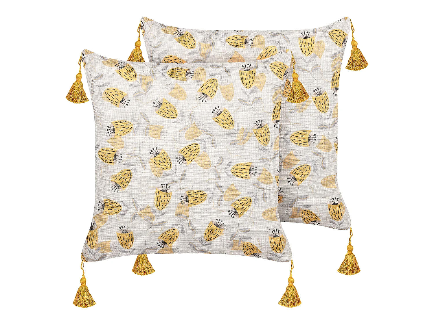 Lot de 2 coussins décoratifs ABUTILON 45 x 45 cm Beige Motif floral