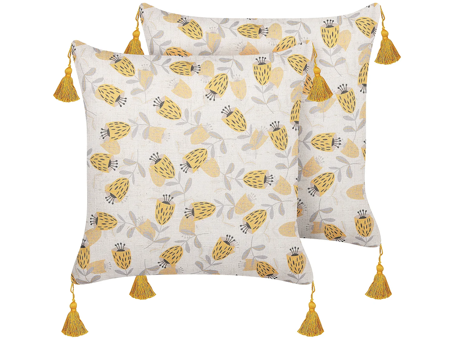 Zestaw 2 poduszek dekoracyjnych ABUTILON 45 x 45 cm Beżowy Wzór kwiatowy