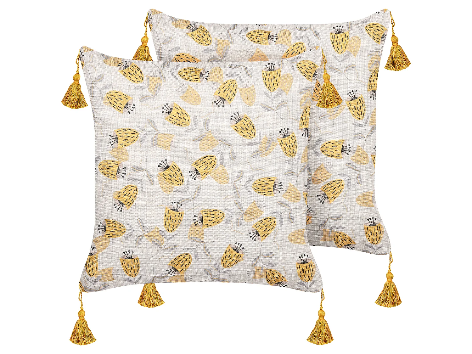 Lot de 2 coussins décoratifs ABUTILON 45 x 45 cm Beige Motif floral