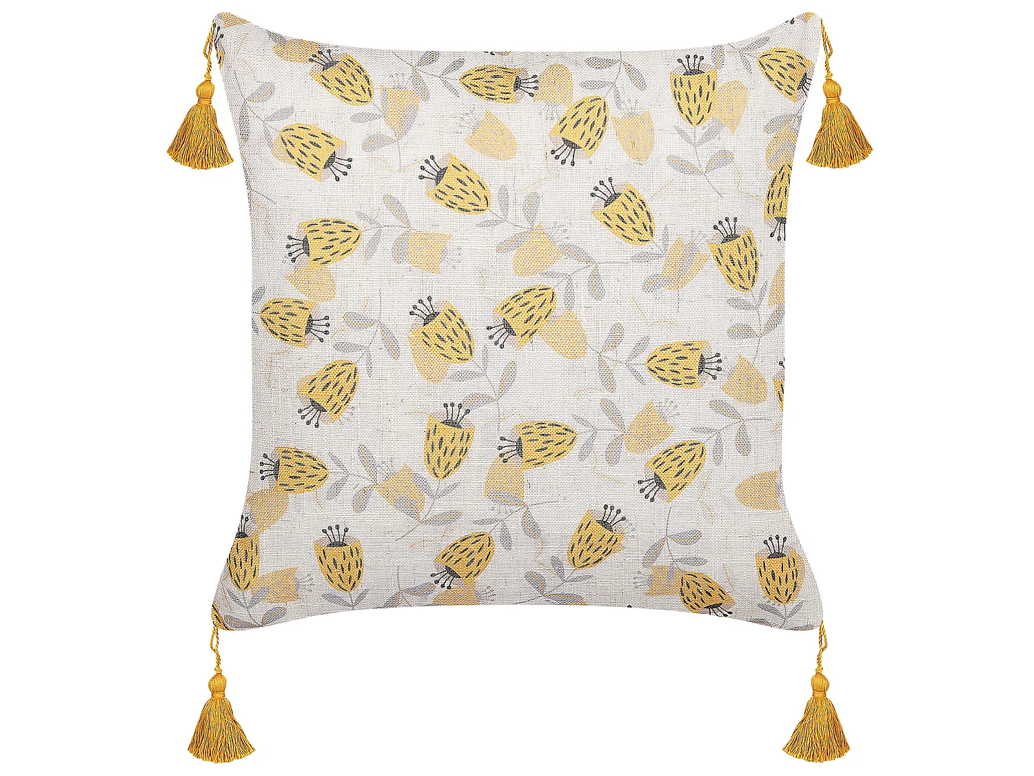 Lot de 2 coussins décoratifs ABUTILON 45 x 45 cm Beige Motif floral