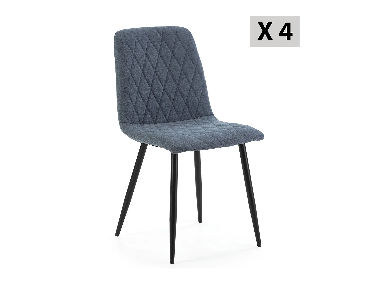 Pack 4 chaises Abril recouvertes de tissu bleu