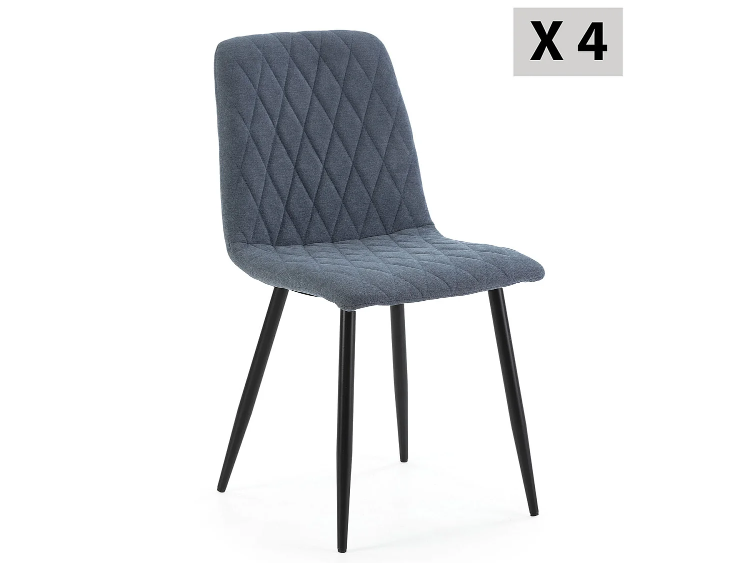 Pack 4 chaises Abril recouvertes de tissu bleu