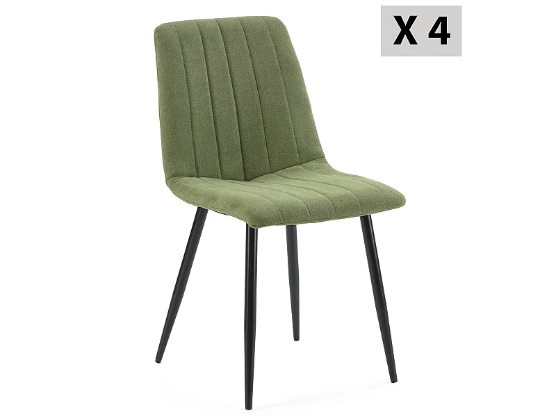 Pack 4 chaises Sagi recouvertes de tissu vert