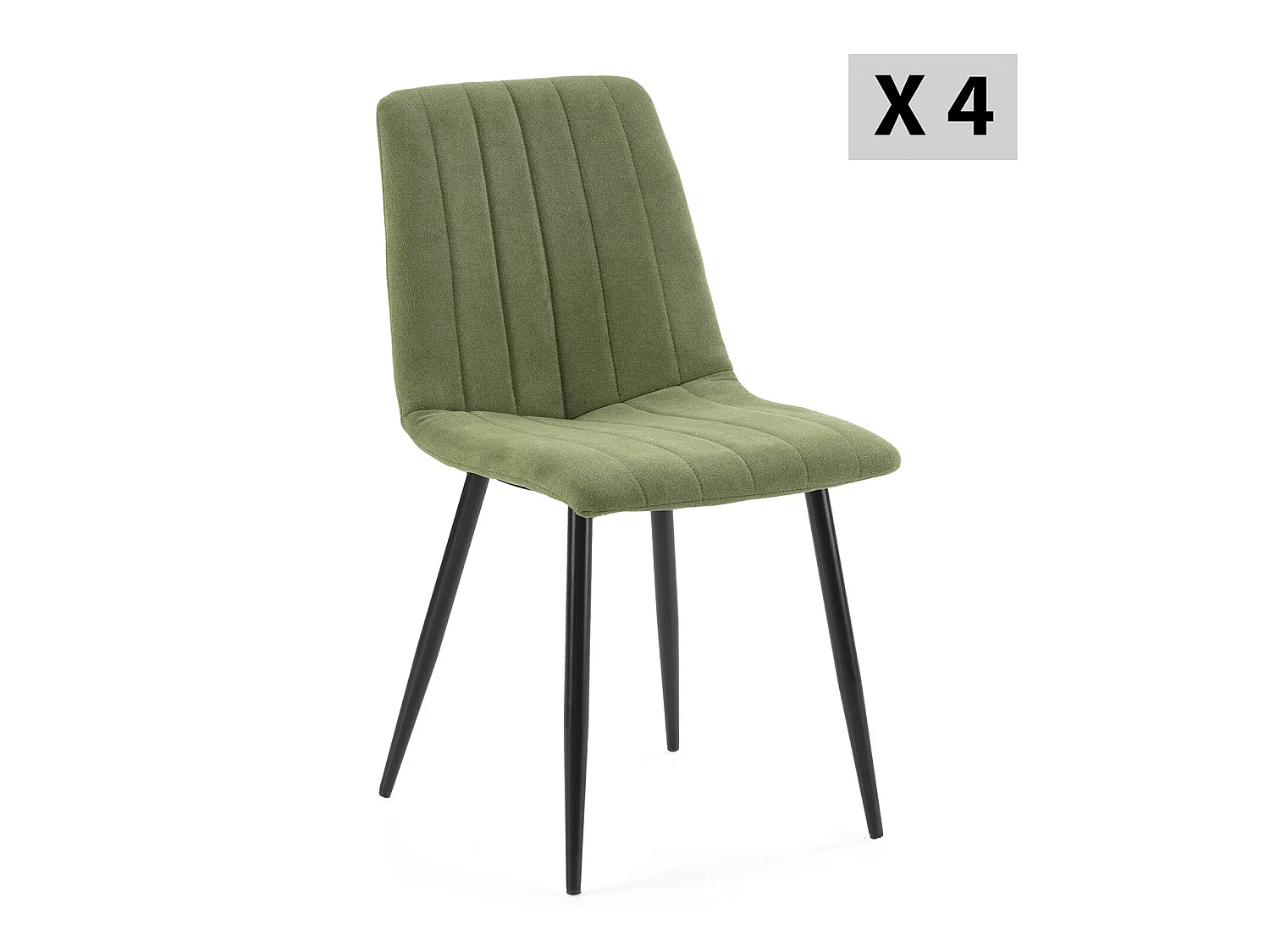Pack 4 chaises Sagi recouvertes de tissu vert