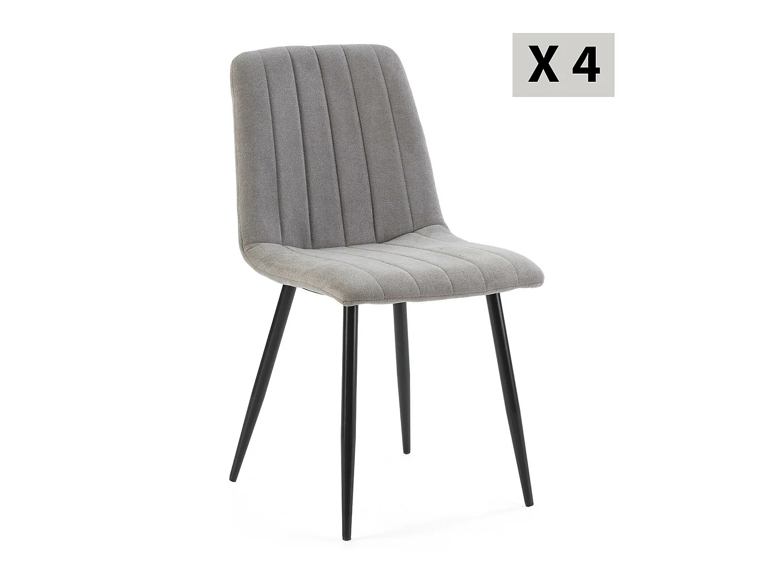 Pack 4 chaises Sagi recouvertes de tissu gris