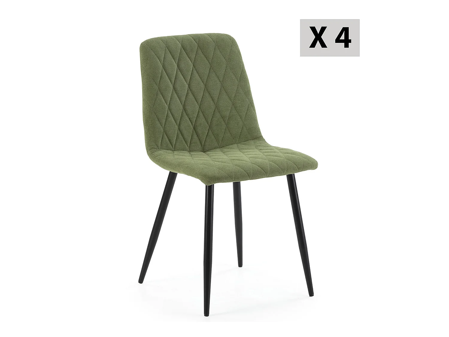 Pack 4 chaises Abril recouvertes de tissu vert