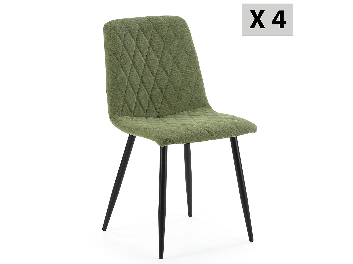 Pack 4 chaises Abril recouvertes de tissu vert