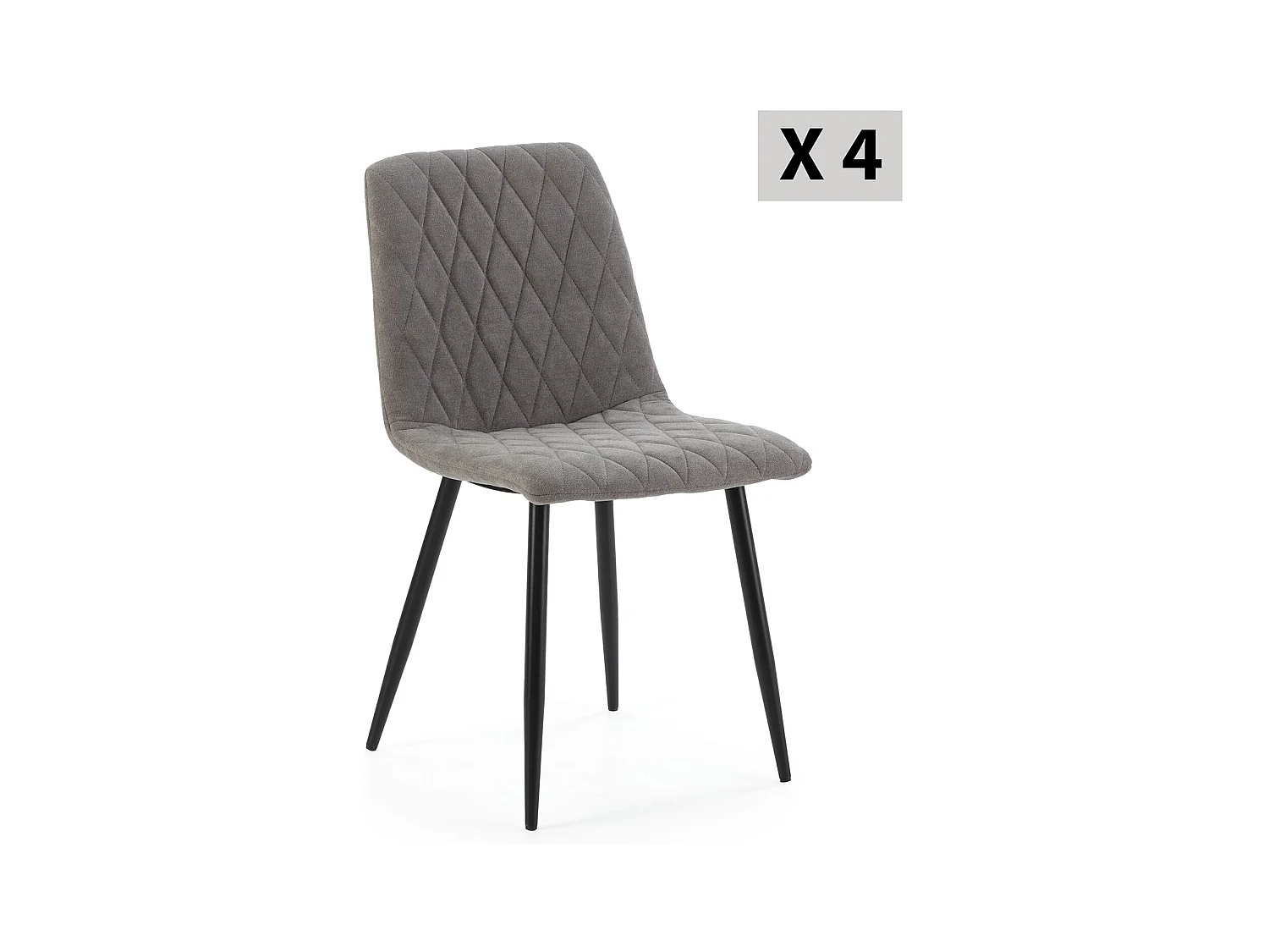 Pack 4 chaises Abril recouvertes de tissu gris