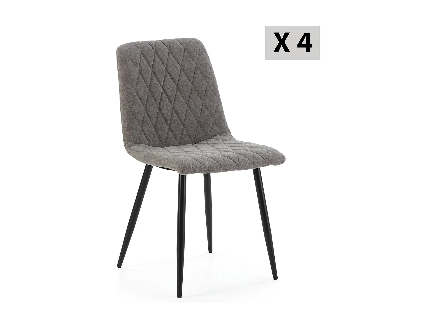 Pack 4 chaises Abril recouvertes de tissu gris