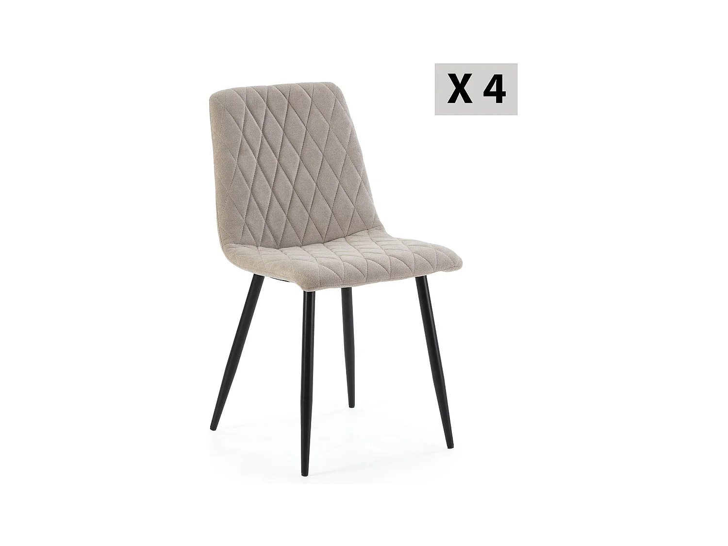 Pack 4 sedie Abril rivestite in tessuto beige