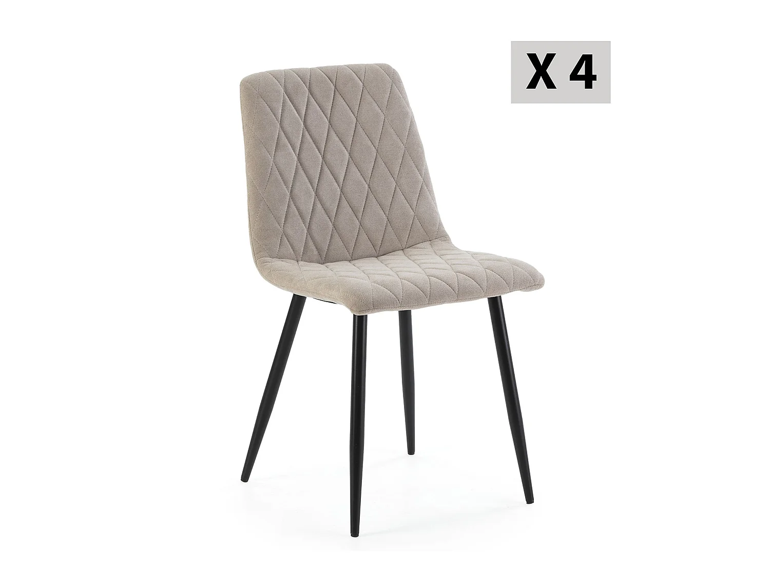 Pack 4 chaises Abril recouvertes de tissu beige
