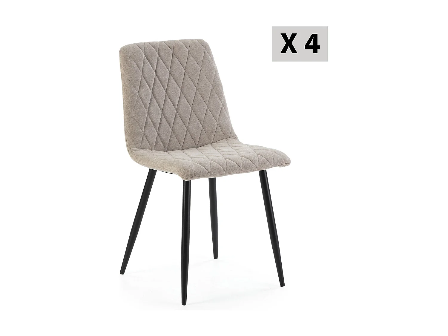 Pack 4 chaises Abril recouvertes de tissu beige